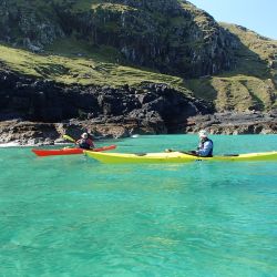 sea kayaks on fantastic clear ocean